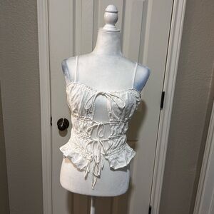 H&M Cream Drawstring Top